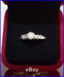 14K. 80 Ctw Diamond Engagement Ring White Gold Si1-2 Sz 7.75 3.75Gr H-K Perfect