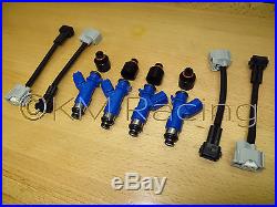 4x New Acura RDX 410cc Fuel Injectors withPlug & Play Adapters & Hats for Honda
