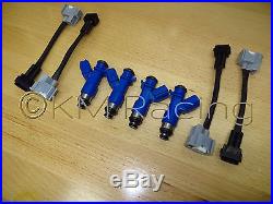 4x New OEM Denso Acura RDX 410cc Fuel Injectors withPlug & Play Adapters for Honda
