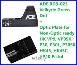 ADE RD3-023 GREEN Dot + Optic Plate for HK VP9, VP9SK, VP40, P30, P30SK, HK45 Pistol ADE RD3-023 GREEN Dot + Optic Plate for HK VP9, VP9SK, VP40, P30, P30SK, HK45 Pistol