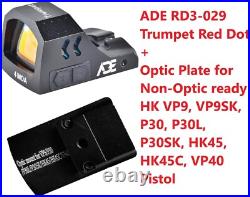 ADE RD3-029 Red Dot + Optic Plate for HK VP9, VP9SK, VP40, P30, P30SK, HK45 Pistol