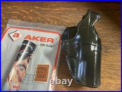 AKER Blue Line Drop Duty Holster Plain Black Leather For Smith Wesson M&P 40