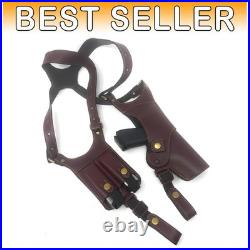 Adjustable Premium Leather Holster with Dual Magazine Pouch for Left-Hand Draw
