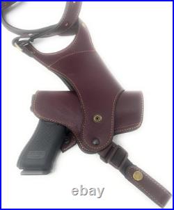 Adjustable Premium Leather Holster with Dual Magazine Pouch for Left-Hand Draw