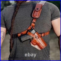 Alaskan Style Leather Chest Gun Holster with Magazine for Heckler & Koch Models