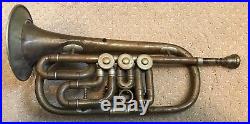 Antique Brass A. H. K. Bohemia Rotary Valve Cornet / Flugelhorn