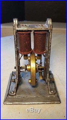 Antique H K Bipolar Electric Toy Motor DC- Unusual Cast Iron
