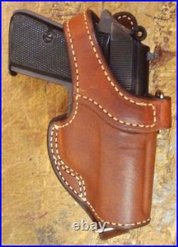 Bianchi RH 13 SCORPION PPK PPK/S Suede Lined Brown Leather Holster thumb break