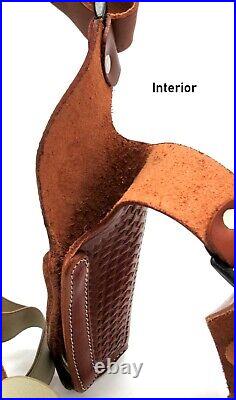 Brown Leather Basketweave Vertical 2-Gun Double Shoulder Rig for H&K USP 9 40 45