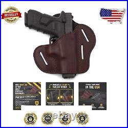 Comfortable 3 Slot Leather Gun Belt Holster Fit for Compact Firearms