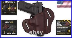 Comfortable 3 Slot Leather Gun Belt Holster Fit for Compact Firearms