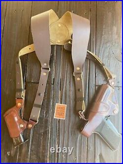 Custom TAURIS Brown Leather Shoulder Holster Rig For HK H&K P7M8 Heckler Koch
