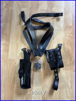 Fits H&K P30 9/40 3.85BBL Leather Shoulder Holster Double Mag Case #1027# RH