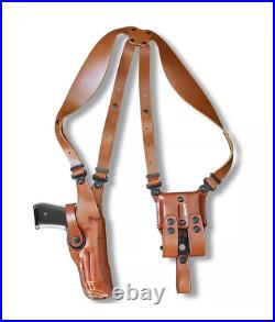 Fits H&K P30 9/40 3.85BBL Leather Shoulder Holster Double Mag Case #1027# RH