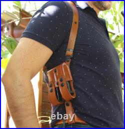 Fits H&K P30 9/40 3.85BBL Leather Shoulder Holster Double Mag Case #1027# RH