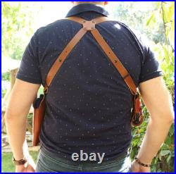 Fits H&K P30 9/40 3.85BBL Leather Shoulder Holster Double Mag Case #1027# RH