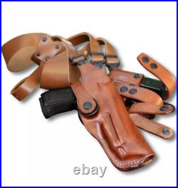 Fits H&K P30 9/40 3.85BBL Leather Shoulder Holster Double Mag Case #1027# RH