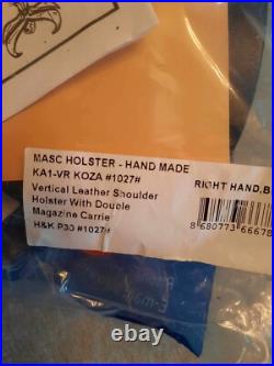 Fits H&K P30 9/40 3.85BBL Leather Shoulder Holster Double Mag Case #1027# RH