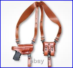 Fits H&K USP Com 9mm 3.58BBL Leather Shoulder Holster With Double Mag #1023# RH