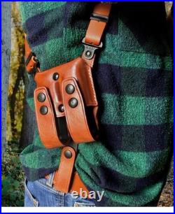 Fits H&K USP Com 9mm 3.58BBL Leather Shoulder Holster With Double Mag #1023# RH