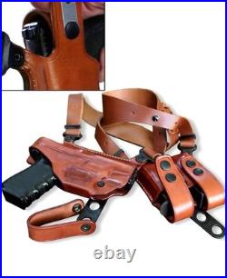 Fits H&K USP Com 9mm 3.58BBL Leather Shoulder Holster With Double Mag #1023# RH