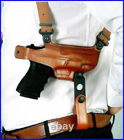 Fits H&K USP Compact 9mm #1023# Horizontal Leather Shoulder Holster Double Mag