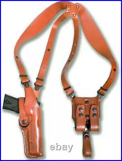 Fits H&K VP9 4BBL Leather Vertical Shoulder Holster System Double Mag #1600# RH