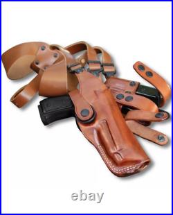 Fits H&K VP9 9mm 4.09BBL Leather Shoulder Holster Double Mag #1600# RH