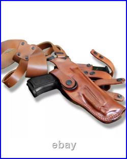 Fits H&K VP9 9mm 4.09BBL Leather Shoulder Holster Double Mag #1600# RH