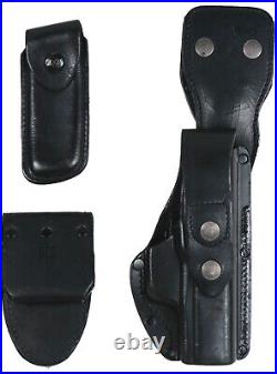 German Police Black H&K P7 Dropdown Leather Holster with Mag Pouch Bundeswehr