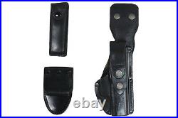 German Police Black H&K P7 Dropdown Leather Holster with Mag Pouch Bundeswehr