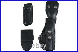 German Police Black H&K P7 Dropdown Leather Holster with Mag Pouch Bundeswehr