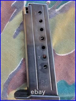 H&K HK Heckler & Koch P7 Used Factory German Magazine IO date code 8rds Euro