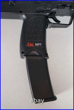H&K MP7 SMG Airsoft Electric With Grip And Stock Heckler Koch Umarex Untested