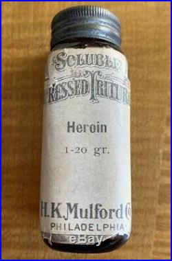 H. K. Mulford Co. Philadelphia Antique Narcotic Bottle HEROIN