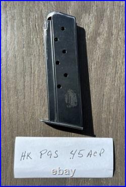 H&K P9S. 45ACP 7 Round Magazine Factory Original OEM HK 45 Heckler & Koch
