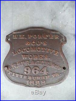 H. K. Porter Locomotive Pair 1888 #964 Number Plate Sugar Cane Train Documented