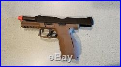H&K Umarex VP9 Green Gas Airsoft GBB Pistol Black and Tan with mock suppressor