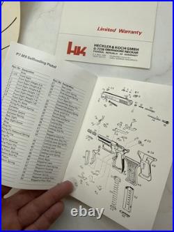 HECKLER KOCH P7M8 Manual, Warranty Card Target And Plastic Bag