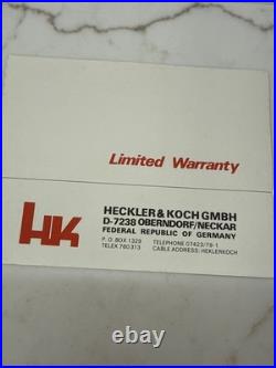 HECKLER KOCH P7M8 Manual, Warranty Card Target And Plastic Bag