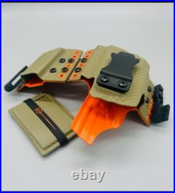 HK CC9 with TLR-7 Sub Tan Carbon & Orange Kydex Sidecar Holster IWB & OWB USA