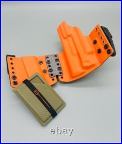 HK CC9 with TLR-7 Sub Tan Carbon & Orange Kydex Sidecar Holster IWB & OWB USA