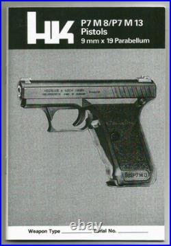 HK H&K Heckler Koch STERLING Era P7 M8 M13 OEM OPERATORS MANUAL NEW & UNused