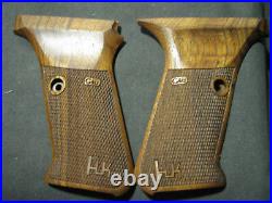 HK P7 M8 ONLY Fine English Walnut Checkered Pistol Grips WITH LOGO NEW