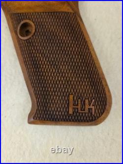 HK P7 PSP Walnut Checkered Pistol Grips FOR FLUSH MAG RELEASE ONLY! W-LOGO L HK P7 PSP Walnut Checkered Pistol Grips FOR FLUSH MAG RELEASE ONLY! W-LOGO L
