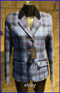 Harris Tweed Hand Woven Ladies Pure New Wool Modern Blazer Jacket Size 8 Or 10