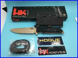 Heckler & Koch Fray Fixed Blade Clip DE Dark Earth Knife With Sheath NEW USA