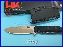 Heckler & Koch Fray Fixed Blade Clip DE Dark Earth Knife With Sheath NEW USA