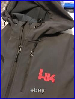 Heckler Koch HK Logo GRAY Hooded Soft Shell Jacket Waterproof Tactical Size XL