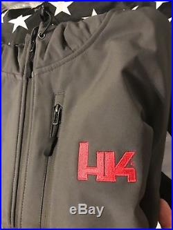 Heckler Koch HK Logo Hooded GRAY Soft Shell Jacket Waterproof Special Ops LARGE